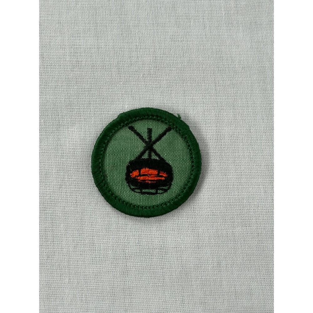 Vintage Girl Scouts Badge, Backyard Fun, 1 Inch, Grill